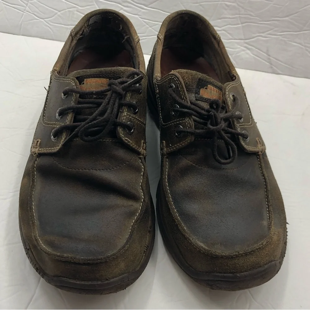 Skechers Boat Shoes Tevin Mens Size 9.5 Leather Brown 63822